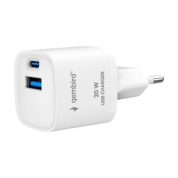 Szybka ładowarka USB z 2 portami i gniazdem AC, 20W, biała | PartsPC.pl