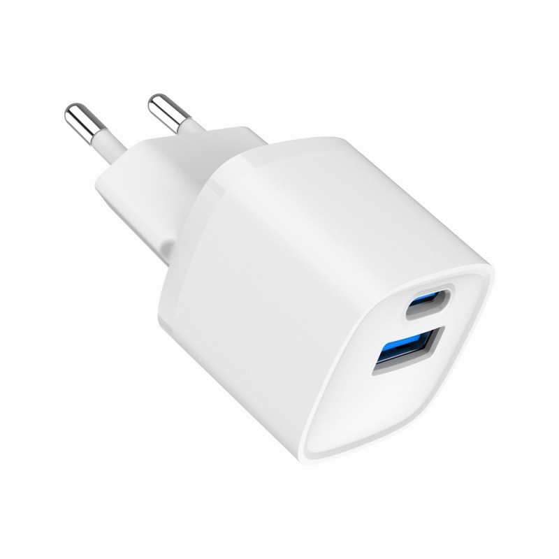 Szybka ładowarka USB z 2 portami i gniazdem AC, 20W, biała | PartsPC.pl