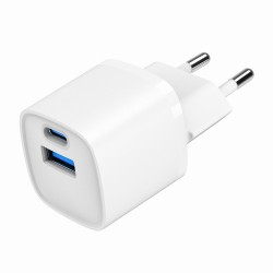 Szybka ładowarka USB z 2 portami i gniazdem AC, 20W, biała | PartsPC.pl