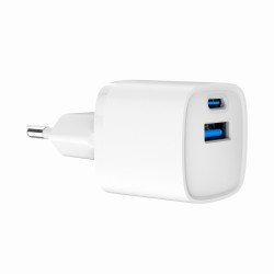 Szybka ładowarka USB z 2 portami i gniazdem AC, 20W, biała | PartsPC.pl