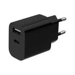 Ładowarka uniwersalna USB 2-portowa (A+C), 2.4 A, czarna | PartsPC.pl