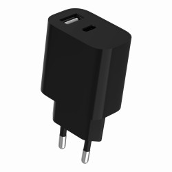 Ładowarka uniwersalna USB 2-portowa (A+C), 2.4 A, czarna | PartsPC.pl