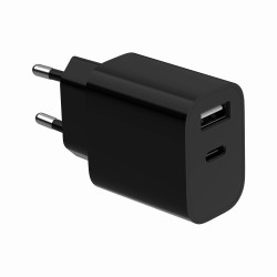 Ładowarka uniwersalna USB 2-portowa (A+C), 2.4 A, czarna | PartsPC.pl