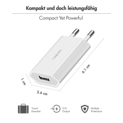 Ładowarka sieciowa USB-A, 5W, 5V/1A, USB-A | PartsPC.pl