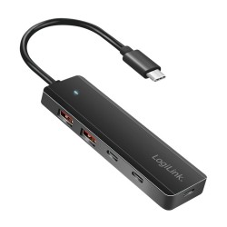 Hub USB-C, 4-porty 2x USB-A,2xUSB-C, czarny | PartsPC.pl