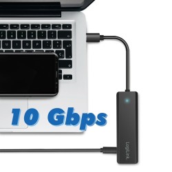 Hub USB-C, 4-porty 2x USB-A,2xUSB-C, czarny | PartsPC.pl