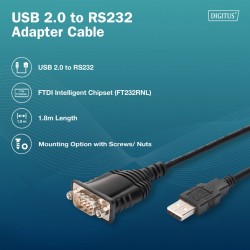 Kabel adapter DIGITUS USB 2.0 do RS232 (DB9), Chipset FTDI (… | PartsPC.pl