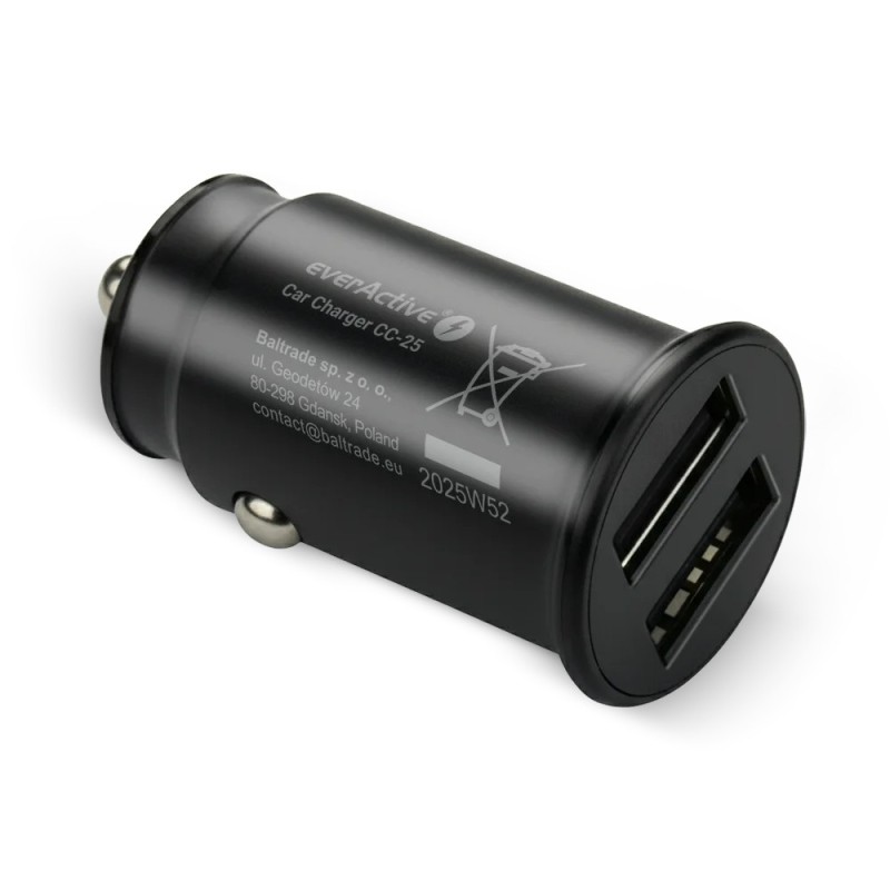 Ładowarka samochodowa everActive CC-25 2X USB 12W | PartsPC.pl