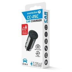 Ładowarka samochodowa everActive CC-25C 2xUSB 12W + kabel US… | PartsPC.pl