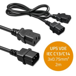 Kabel zasilający Qoltec IEC C13 | C14 | 3*0.75mm2 | 2m | PartsPC.pl