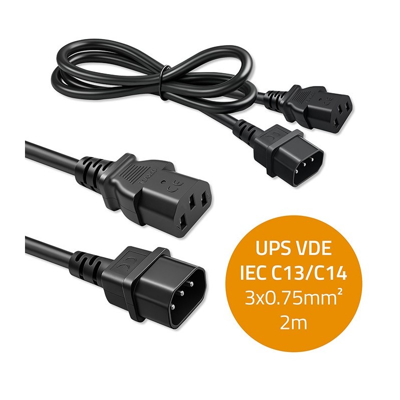 Kabel zasilający Qoltec IEC C13 | C14 | 3*0.75mm2 | 2m | PartsPC.pl