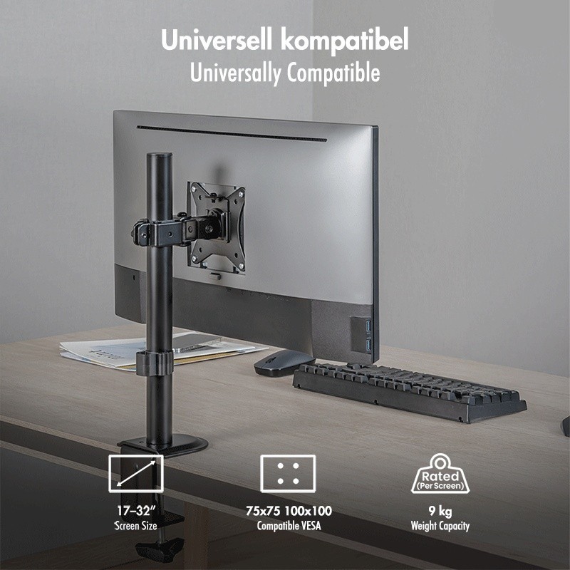 Uchwyt na monitor 17-32 ', 9kg max, czarny | PartsPC.pl