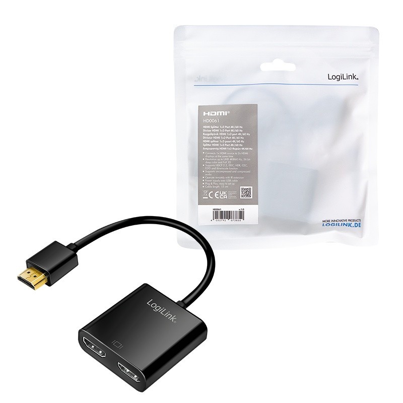 Splitter HDMI, 1x2-Port , 4K/60Hz | PartsPC.pl