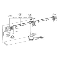Uchwyt na 3 monitory, 17-27 cali, max 7kg na ramie | PartsPC.pl