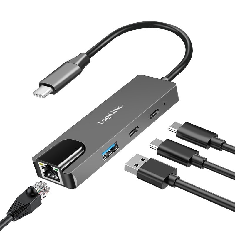 Hub USB 3.2 Gen 1,3port y, z 2.5G Gigabit ethernet | PartsPC.pl