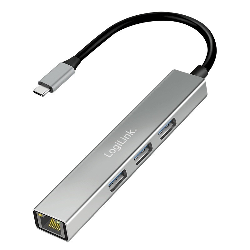 HUB USB3.2 3xUSB-A, 1x RJ45 Gigabit Ethernet | PartsPC.pl
