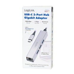 HUB USB3.2 3xUSB-A, 1x RJ45 Gigabit Ethernet | PartsPC.pl