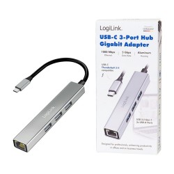 HUB USB3.2 3xUSB-A, 1x RJ45 Gigabit Ethernet | PartsPC.pl
