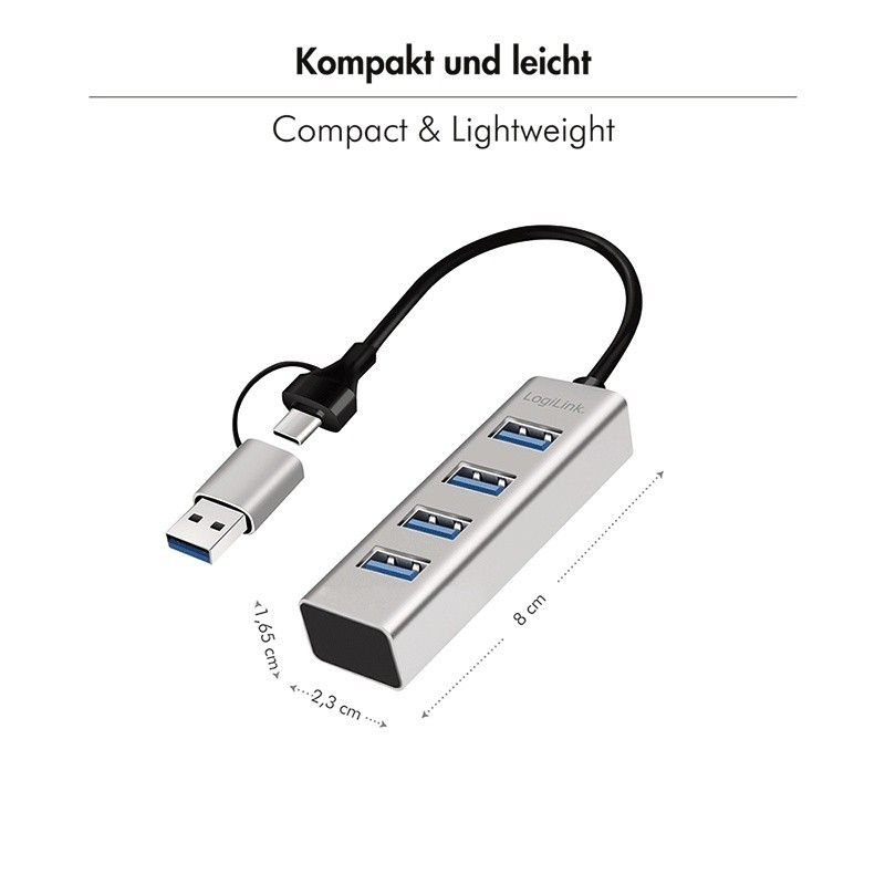 Hub USB3.0 4-porty USB- A 5Gbit/s | PartsPC.pl