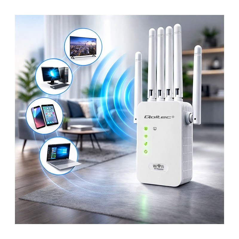 Wzmacniacz sygnały Qoltec N300 | PartsPC.pl