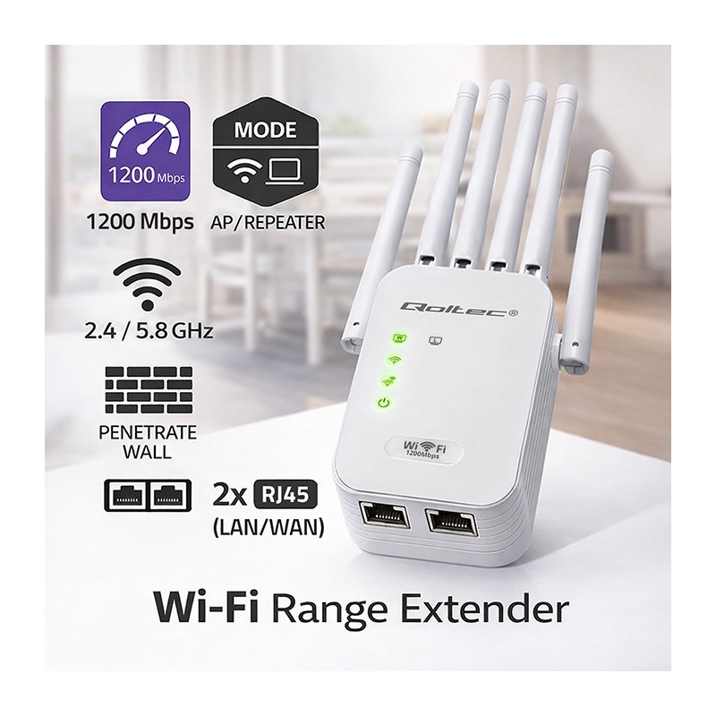 Wzmacniacz sygnału Qoltec AC1200 | PartsPC.pl