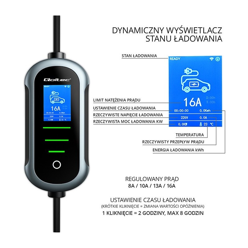 Ładowarka Qoltec do samochodu elektrycznego 11kW | 400V | CE… | PartsPC.pl