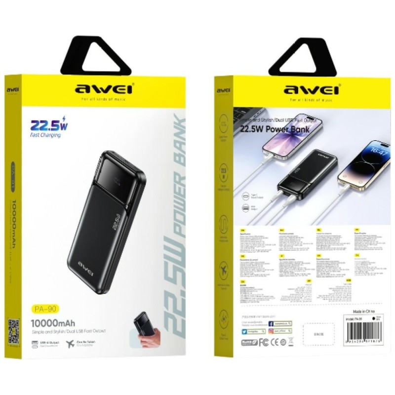 Powerbank PA-90 22,5W PD 10000mAh 2xUSB-C | PartsPC.pl