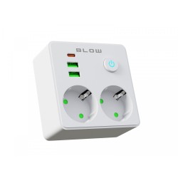 Rozgałęźnik R-20 PR 2-GNIAZDA + 2USB + USB-C biały | PartsPC.pl
