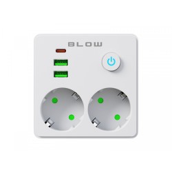 Rozgałęźnik R-20 PR 2-GNIAZDA + 2USB + USB-C biały | PartsPC.pl