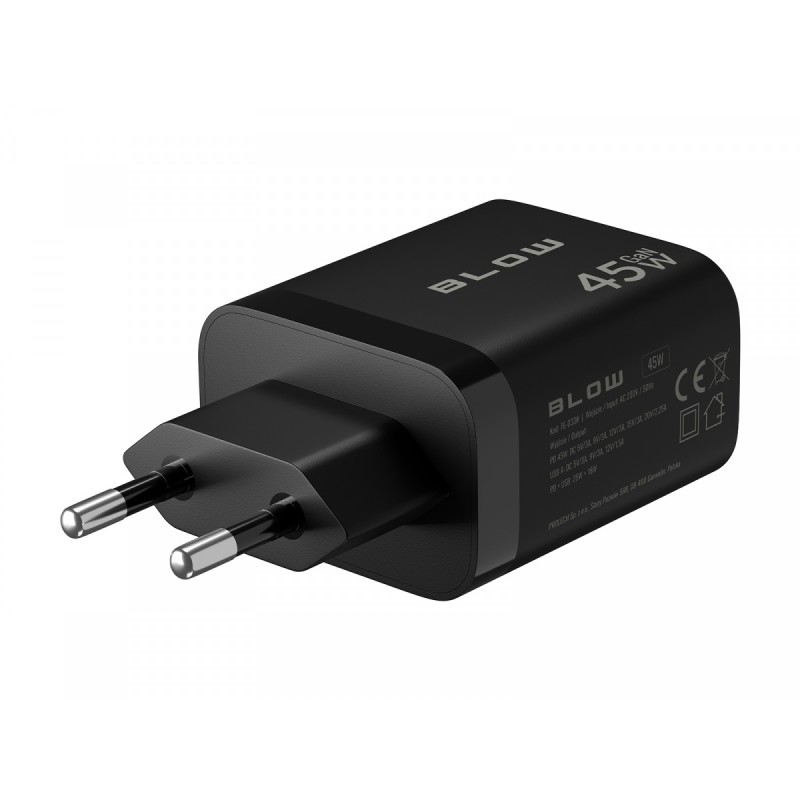 Ładowarka sieciowa gniazdo USB + USB-C PD 45W + kabel | PartsPC.pl