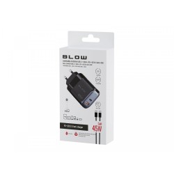 Ładowarka sieciowa gniazdo USB + USB-C PD 45W + kabel | PartsPC.pl