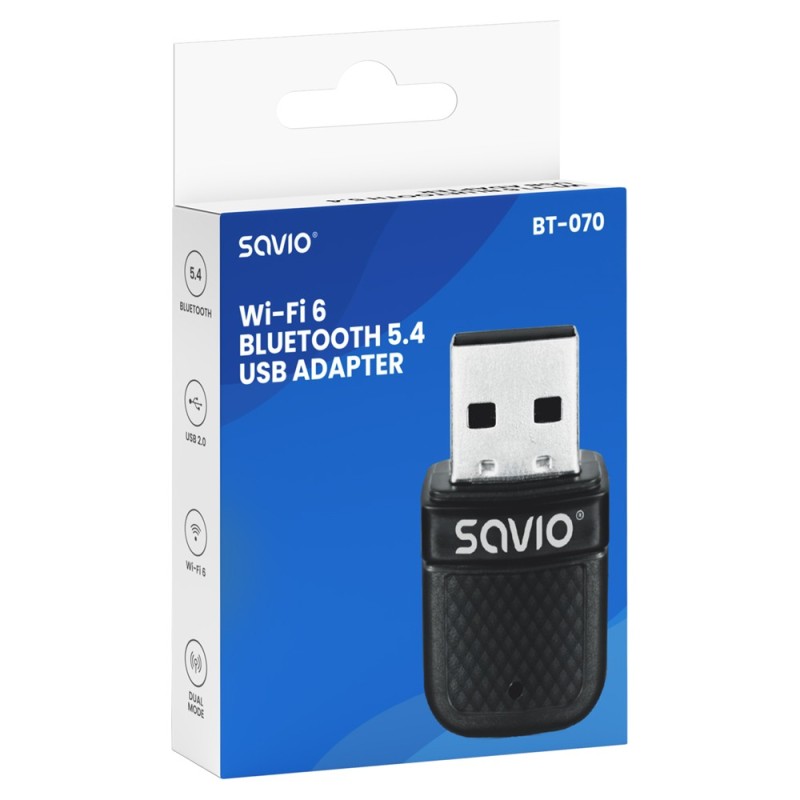 Adapter USB WiFi 6 Bluetooth 5.4 SAVIO BT-070 | PartsPC.pl