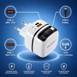 Ładowarka sieciowa GaN 65W | USB-C PD PPS | 5-20V | 3-3.25A … | PartsPC.pl