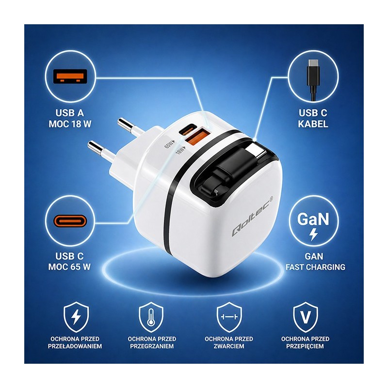 Ładowarka sieciowa GaN 65W | USB-C PD PPS | 5-20V | 3-3.25A … | PartsPC.pl