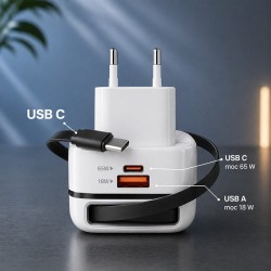 Ładowarka sieciowa GaN 65W | USB-C PD PPS | 5-20V | 3-3.25A … | PartsPC.pl