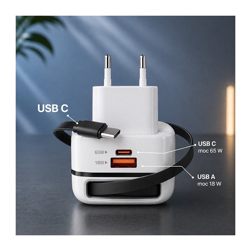 Ładowarka sieciowa GaN 65W | USB-C PD PPS | 5-20V | 3-3.25A … | PartsPC.pl
