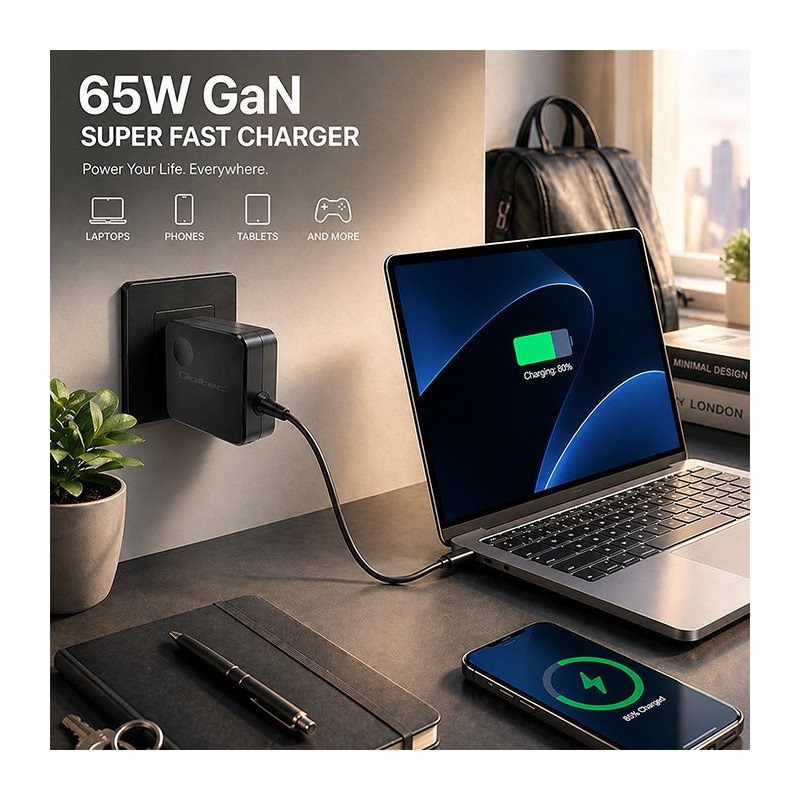 Ładowarka sieciowa GaN 65W | USB-C PD PPS | 5-21V | 3-3.25A | PartsPC.pl