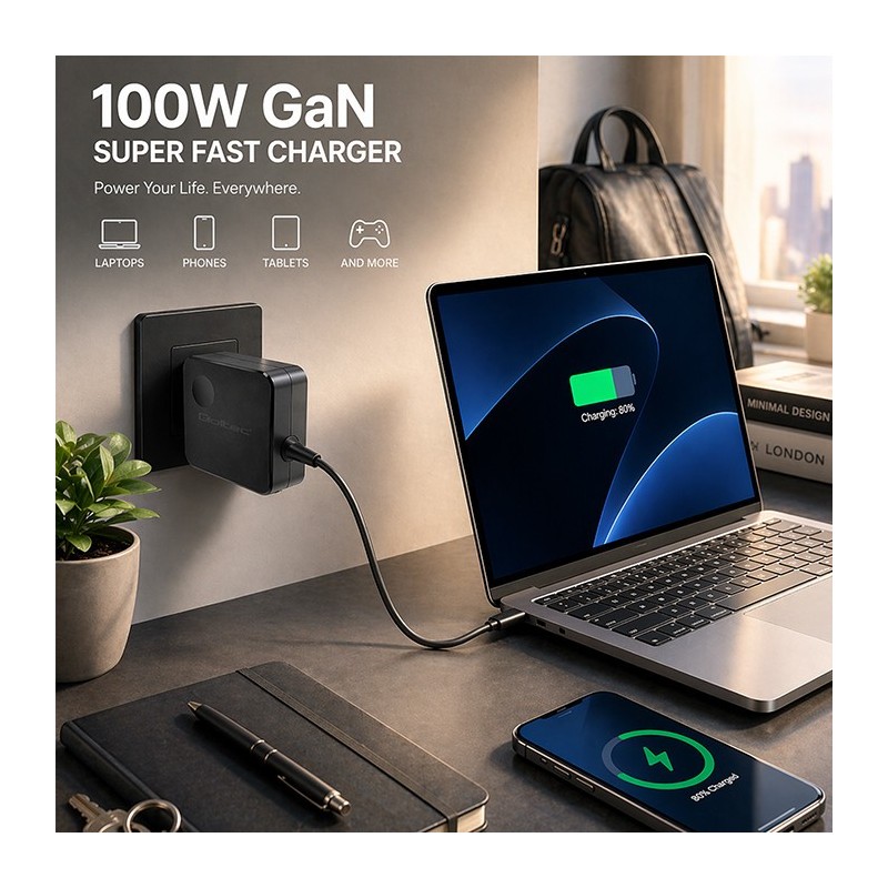 Ładowarka sieciowa GaN 100W | USB-C PD | 5-20V | 3-5A | PartsPC.pl