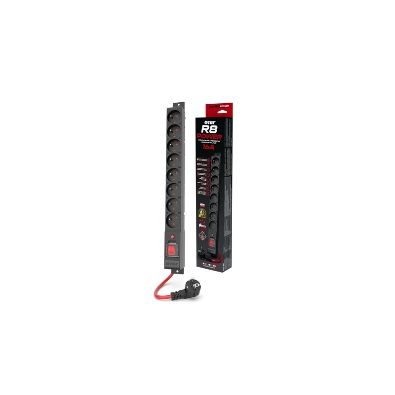Listwa zasilająca R8 POWER 3M 8X 230V PL 16A | PartsPC.pl