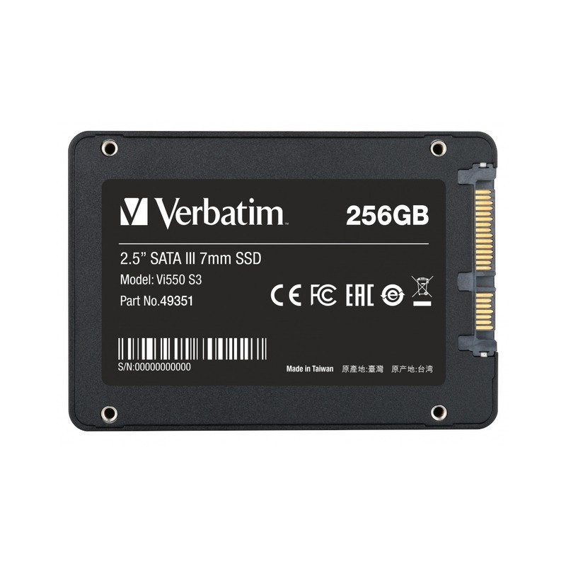 Dysk SSD wewnętrzny Verbatim Vi550 S3 256GB 2.5" SATA III czarny