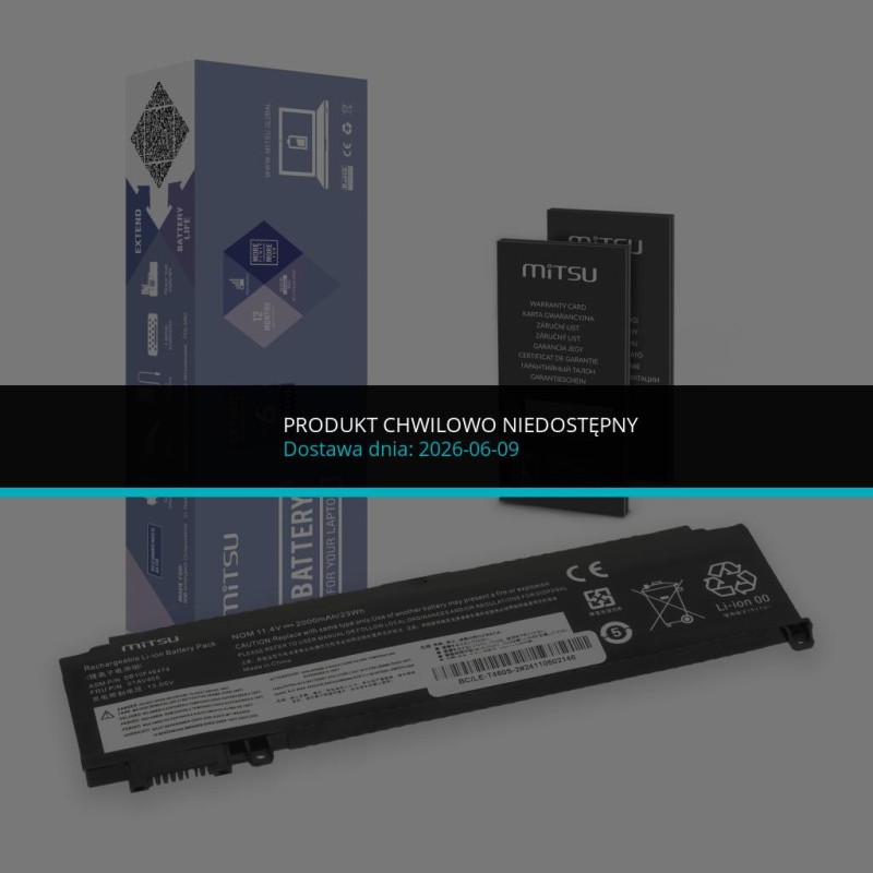 Bateria Mitsu do Lenovo ThinkPad T460s, T470s - przednia bat… | PartsPC.pl