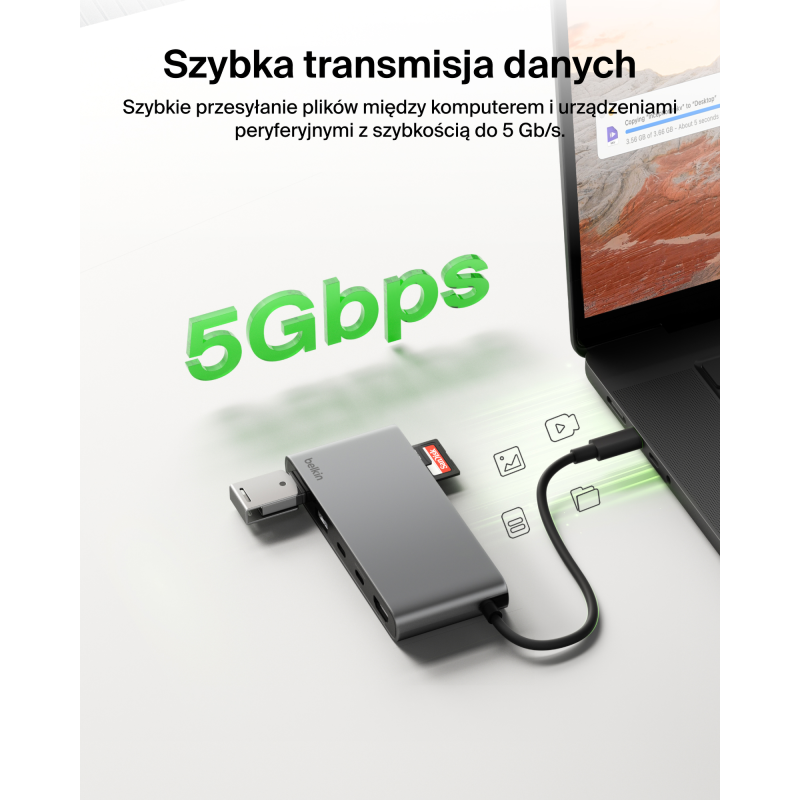 Belkin Connect Hub USB-C, 7 portów: 2 x USB-A, 2 x USB-C PD … | PartsPC.pl
