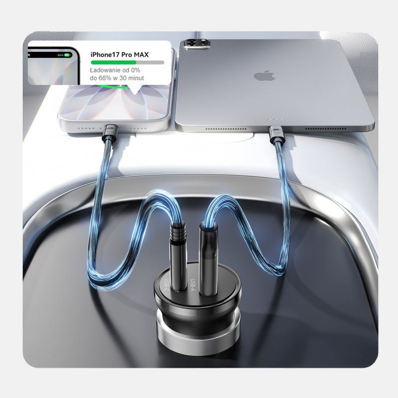 Orico Ładowarka samochodowa PD 65W, USB-C, USB-A, aluminium | PartsPC.pl