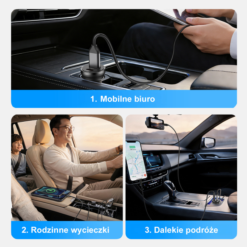 Orico Ładowarka samochodowa PD 65W, USB-C, USB-A, aluminium | PartsPC.pl