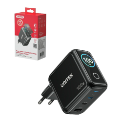 Unitek Ładowarka GaN z wyświetlaczem | 100W | 3xUSB-C | 1xUS… | PartsPC.pl