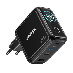Unitek Ładowarka GaN z wyświetlaczem | 100W | 3xUSB-C | 1xUS… | PartsPC.pl