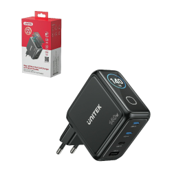 Unitek Ładowarka GaN z wyświetlaczem | 140W | 3xUSB-C | 1xUS… | PartsPC.pl