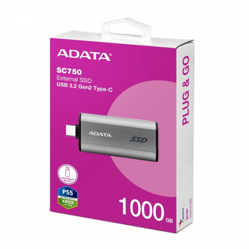 Adata Dysk zewnętrzny SSD SC750 1000G USB3.2C 1050/1000 MB/s… | PartsPC.pl