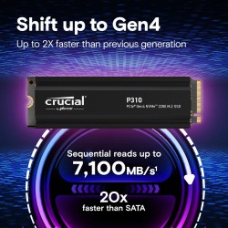 Crucial Dysk SSD P310 2TB M.2 NVMe PCIe 4.0 2280 radiator | PartsPC.pl