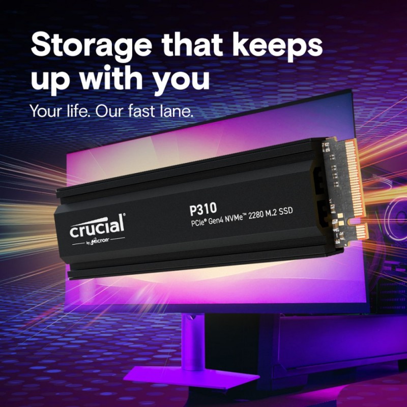 Crucial Dysk SSD P310 2TB M.2 NVMe PCIe 4.0 2280 radiator | PartsPC.pl